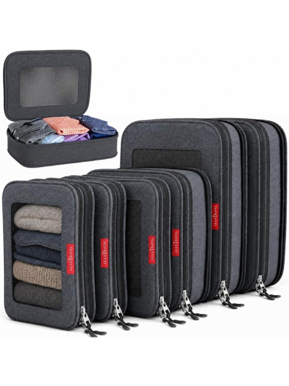 Premium Compression Packing Cubes - Travel Organizer Bags with Double Zipper